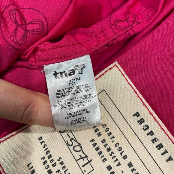 Aritzia Tna Black Wool 3/4 Sleeve Hooded Lined Winter Coat Jacket XS - Picture 12 of 13